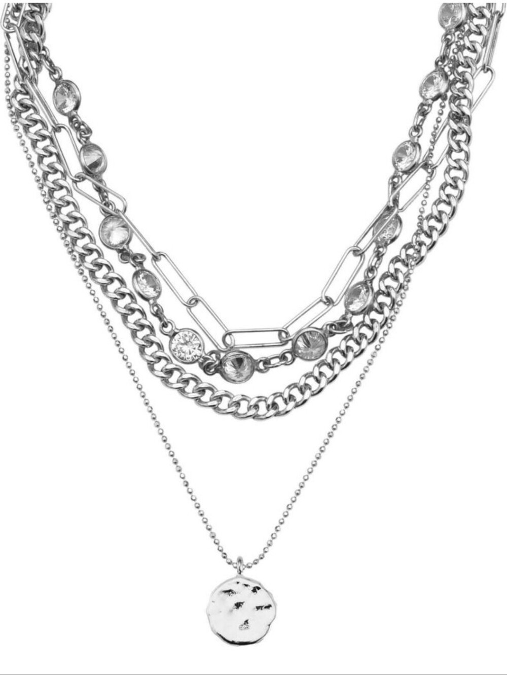 Adornia 14K Gold Plated Layered Pebbled Charm Necklace- NWT